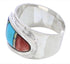Genuine Sterling Silver Multicolor Inlay Ring Size 7-1/4 UX36216